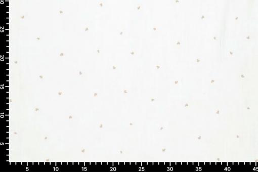 Double Gauze - Simple Hearts - Off White 