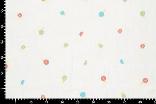 Double Gauze bestickt - Pastell-Blüten 
