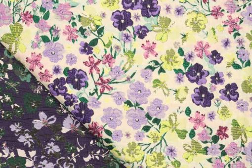 Deluxe Brokat mit pastelligen Blumen 