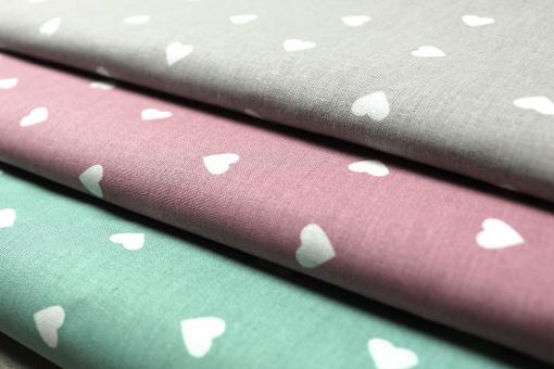 Baumwollstoff - Hearts - 295 cm - Hellgrau 