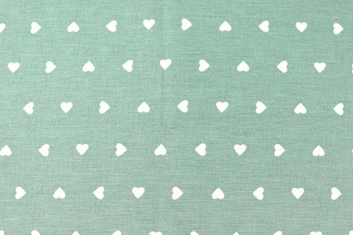 Bettwäsche-Stoff - Herzen - 295 cm - Mint 