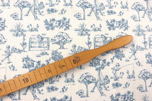 Baumwollstoff mit spielerischem Toile de Jouy 