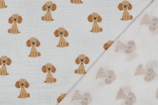 Musselin-Stoff mit süßem Hund 