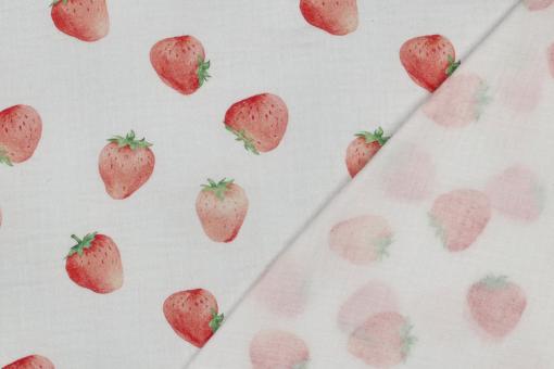 Musselin-Stoff mit süßen Erdbeeren 