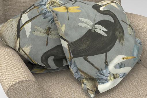 Baumwoll-Dekostoff Fotoprint - Tiere am See 