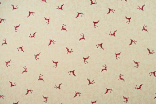 Jacquard-Dekostoff - zweiseitig- Hirsche kreuz und quer - Rot 