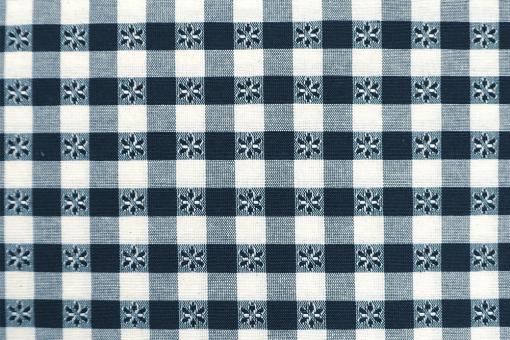 Dekostoff - Blumen-Vichy - 280 cm - Nachtblau 