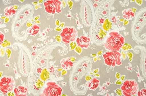 Deko-Stoff premium - Mountain - Aquarell-Rosen - Taupe 