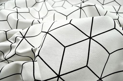 Dekostoff - Cubic Structure - Weiß/Schwarz - 2,0 Meter 