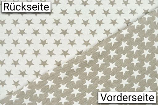 Jacquard-Dekostoff - zweiseitig - Stars - Beige/Weiß 