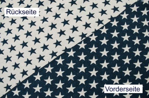 Jacquard-Dekostoff - zweiseitig - Stars - Blau/Weiß 