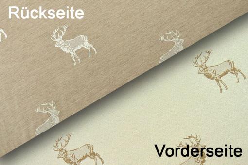 Dekostoff zweiseitiger Jacquard - Hirsche - Creme 