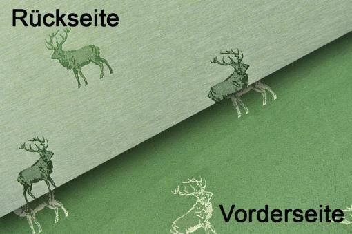 Dekostoff zweiseitiger Jacquard - Hirsche - Grün 