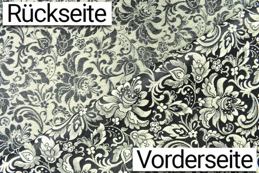 Zweiseitiger Jacquard - A Fleurs - Schwarz/Creme 