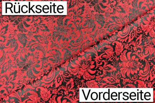 Zweiseitiger Jacquard - A Fleurs - Schwarz/Rot 