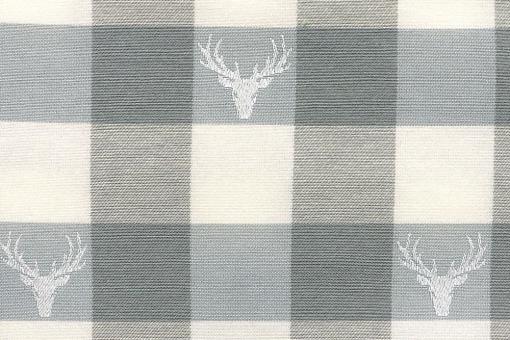 Jacquard-Dekostoff beidseitig - Karierter Hirsch - Hellgrau 