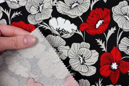 Dekostoff Leinen-Optik - Mohn-Traum 