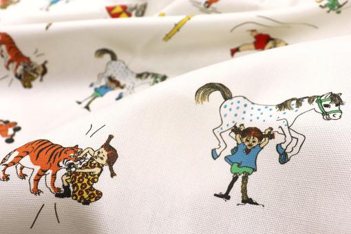 Dekostoff mit Zirkus-Pippi 