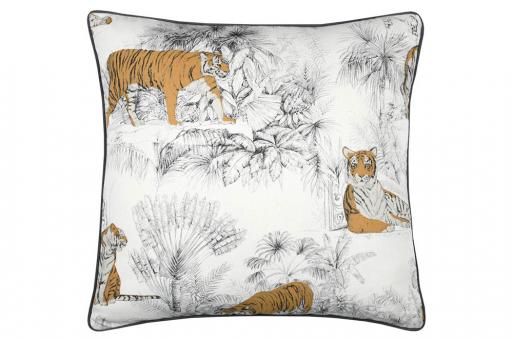 Dekostoff in Leinenoptik mit Tiger-Motiv 