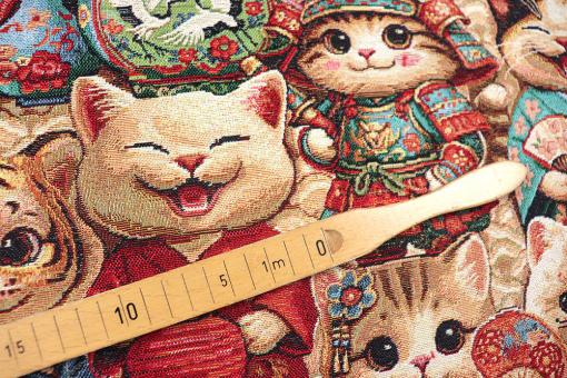 Gobelin-Stoff mit asiatischen Katzen 
