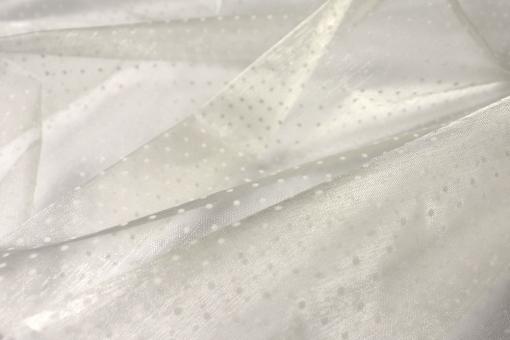 Beflockter Organza mit Tupfen - Champagner 