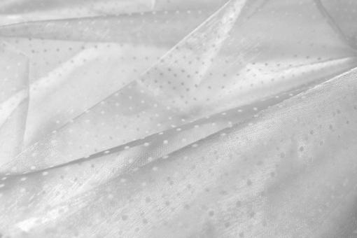 Beflockter Organza mit Tupfen - Weiß 