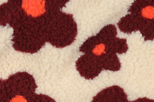 Fleece Sherpa mit roten Blumen 