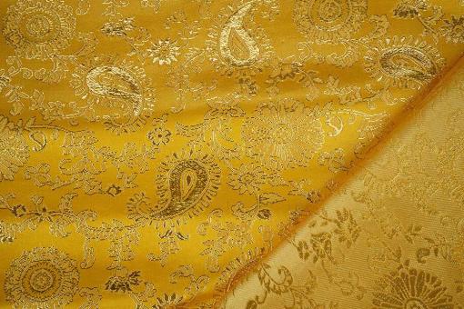 Brokat Stoff mit Paisley Muster - Gold 