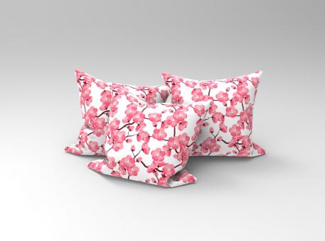 Satin - Kirschblüte Weiß/Pink