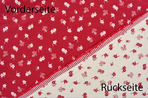 Möbel-Jacquard - Landhaus-Blümchen - Rot/Creme 