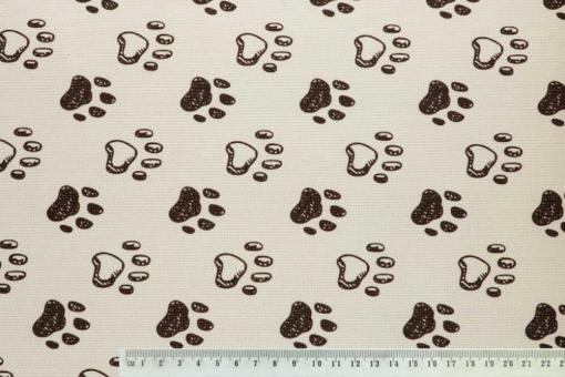 Polyesterstoff Pfote - wasserabweisend - Beige 