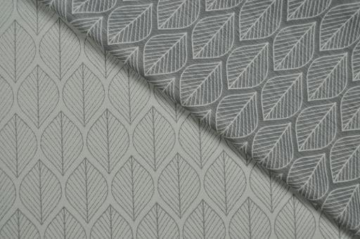 Jacquard-Dekostoff - Modern Leaves - Creme/Grau 