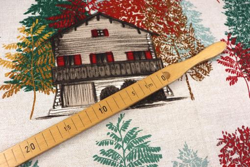 Dekostoff Baumwolle mit Ferienhaus 