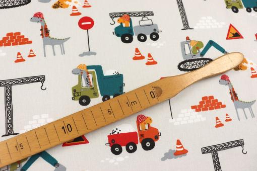 Baumwollmix mit Dinos auf der Baustelle 