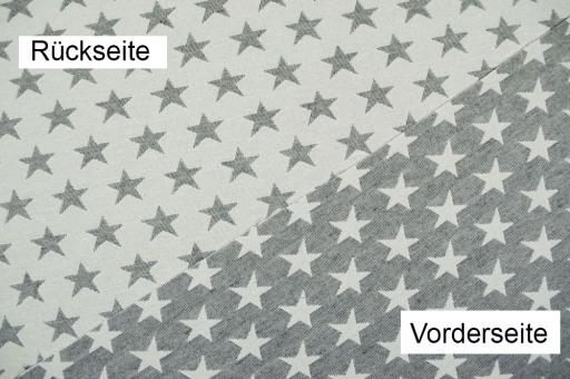 Jacquard-Dekostoff - zweiseitig - Stars - Grau/Weiß 