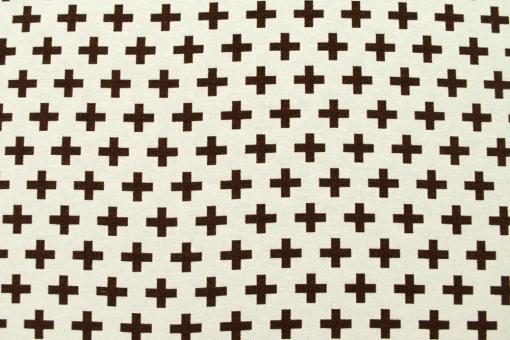 Jacquard-Dekostoff - zweiseitig - Kreuz-Muster - Braun/Creme 