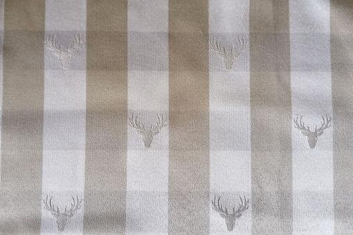 Jacquard-Dekostoff beidseitig - Karierter Hirsch - Beige 