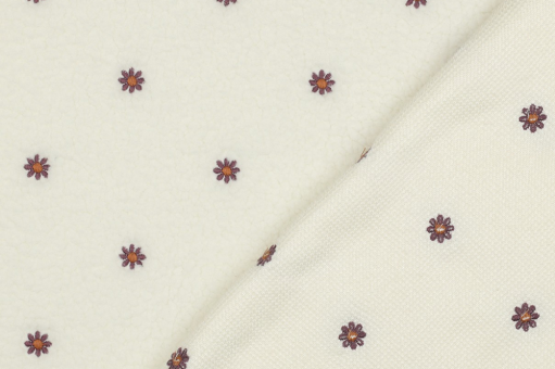 Fleece Sherpa mit gestickten Blumen 