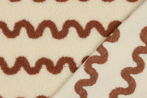 Fleece Sherpa mit braunen Wellen 