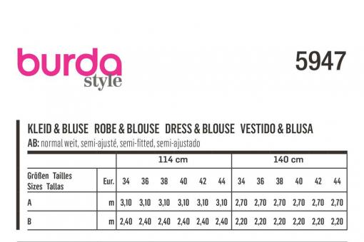 burda Schnittmuster 5947 - Kleid und Bluse 