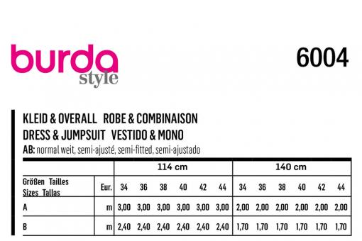 burda Schnittmuster 6004 - Kleid/Overall 