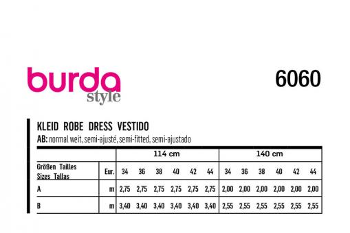 Burda Schnittmuster 6060 - Tunika und Kleid 