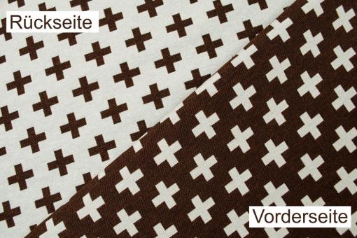 Jacquard-Dekostoff - zweiseitig - Kreuz-Muster - Braun/Creme 