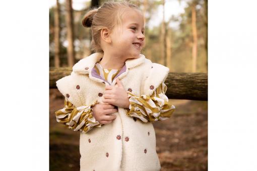 Fleece Sherpa mit gestickten Blumen 