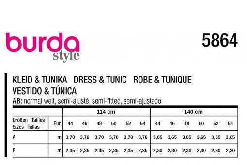 burda Schnittmuster 5864 - Kleid & Tunika 