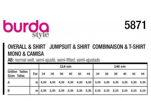 burda Schnittmuster 5871 - Overall & Shirt 