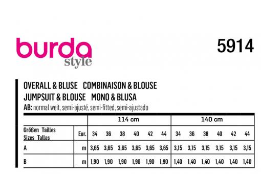 burda Schnittmuster 5914 - Overall & Bluse 