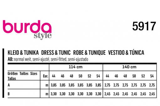 burda Schnittmuster 5917 - Kleid & Tunika 