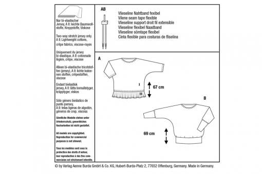 Burda Schnittmuster 6098 - Shirt mit Kimonoärmeln 