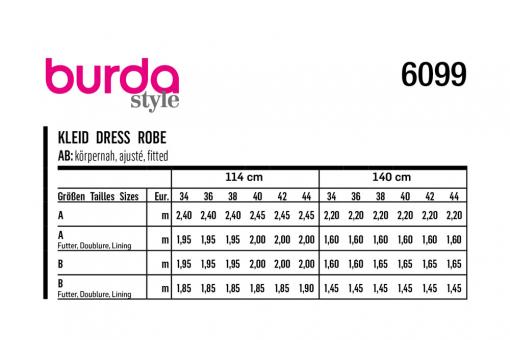 burda Schnittmuster 6099 - Kleid mit Schulterpasse 